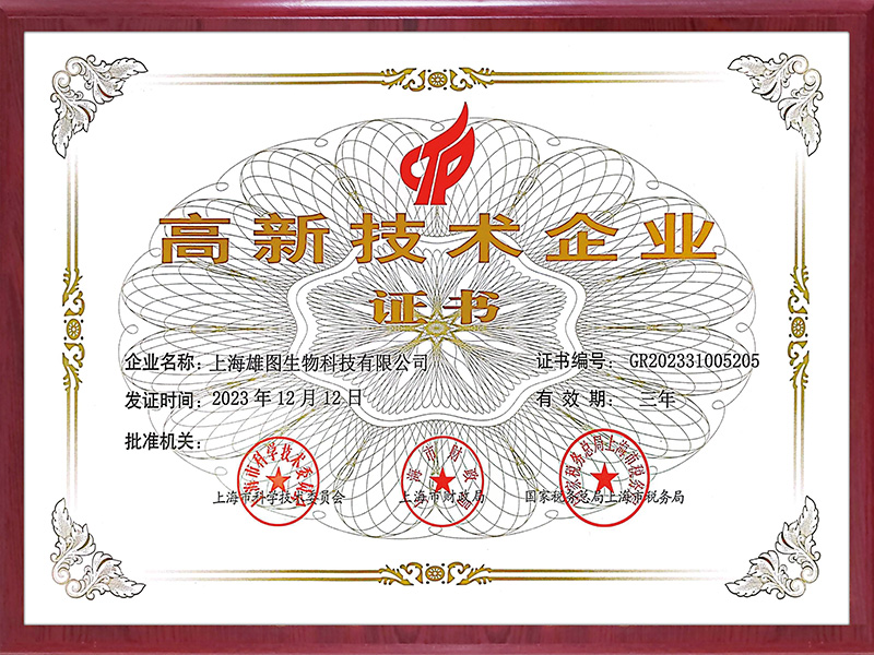 上海雄图高新技术企业证书